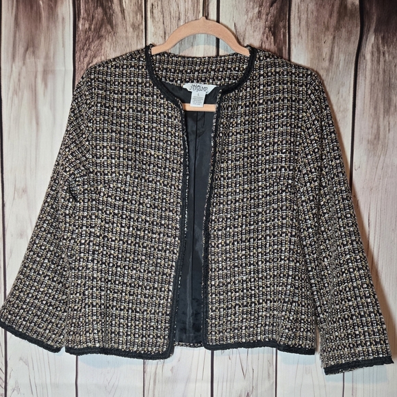 Tramp Black and Gold Tweed Jacket Size Large - Picture 1 of 7